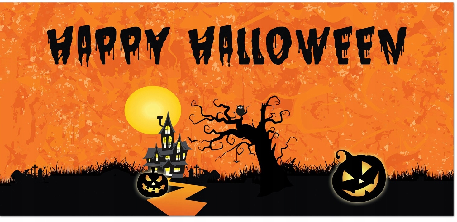 Plakat papierowy na Halloween Nawiedzony Dom 70x33 cm HAL-058