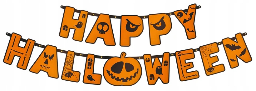 Baner Girlanda pomarańczowa HAPPY HALLOWEEN 185 cm Dynia HAL-087 - obrazek 10