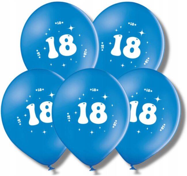 Balony niebieskie 18 Urodziny Osiemnastka 5 sztuk