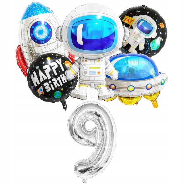 Zestaw Balony Kosmos Rakieta Astronauta 9 Urodziny