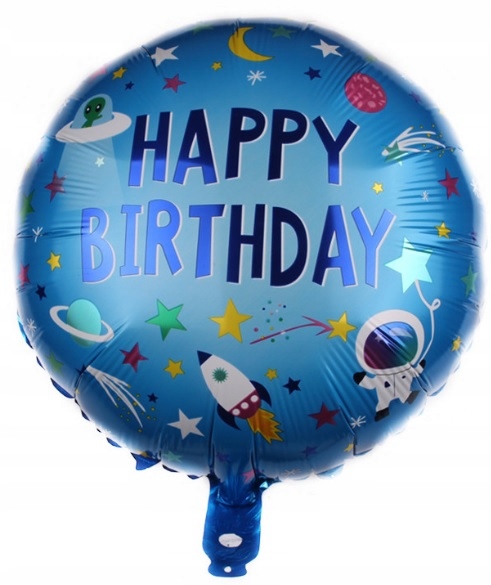 Balon foliowy okrągły Happy Birthday Kosmos 45 cm Urodziny