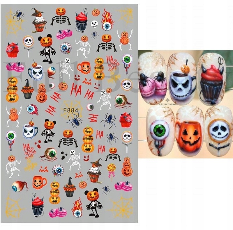 Naklejki na paznokcie samoprzylepne Halloween Dynia Mix HAL-018 - obrazek 2