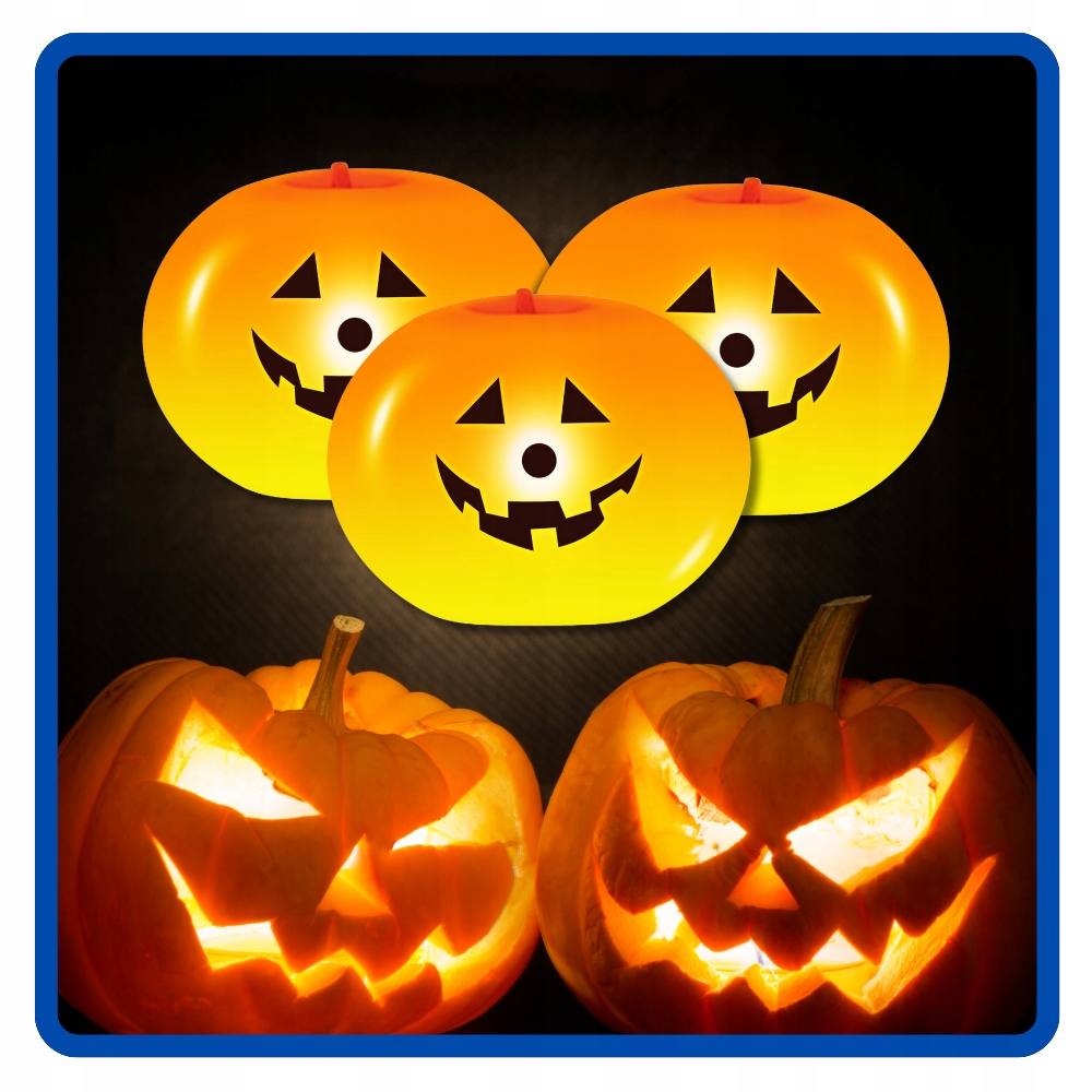 Balony lateksowe pomarańczowe ŚWIECĄCA DYNIA LED Halloween 3 sztuki HAL-147 - obrazek 9