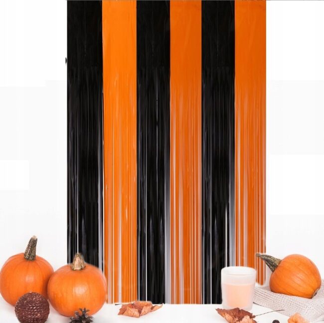 Kurtyna pomarańczowo-czarna na Halloween 100x200 cm HAL-206