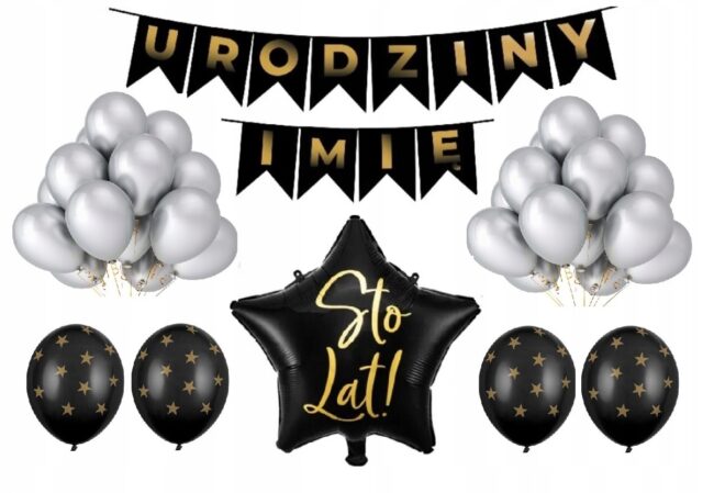 Zestaw Dekoracje Balony Urodziny Dowolne 10-99
