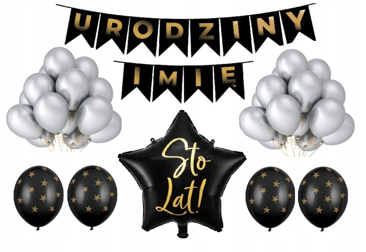 Zestaw Dekoracje Balony Urodziny Dowolne 10-99