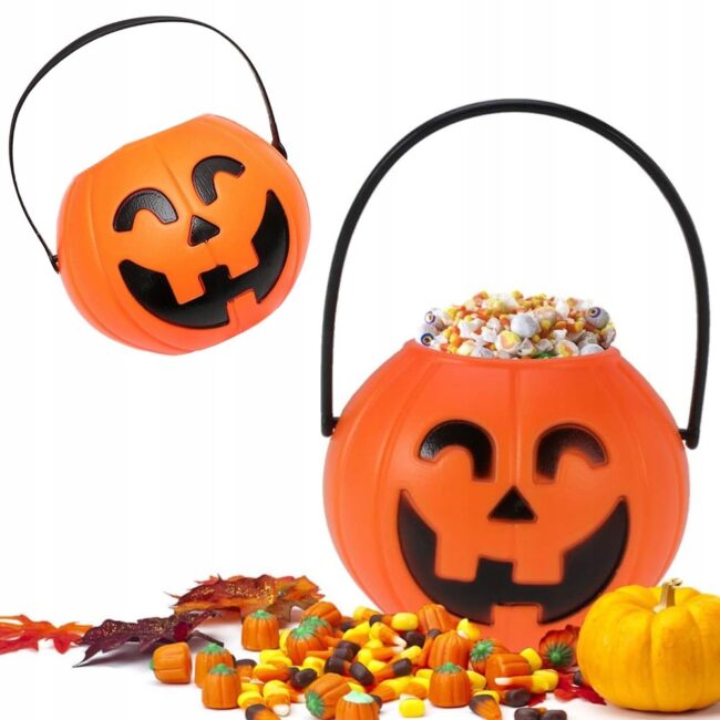 Wiaderko DYNIA Pojemnik na cukierki słodycze Halloween 10x9 cm HAL-036