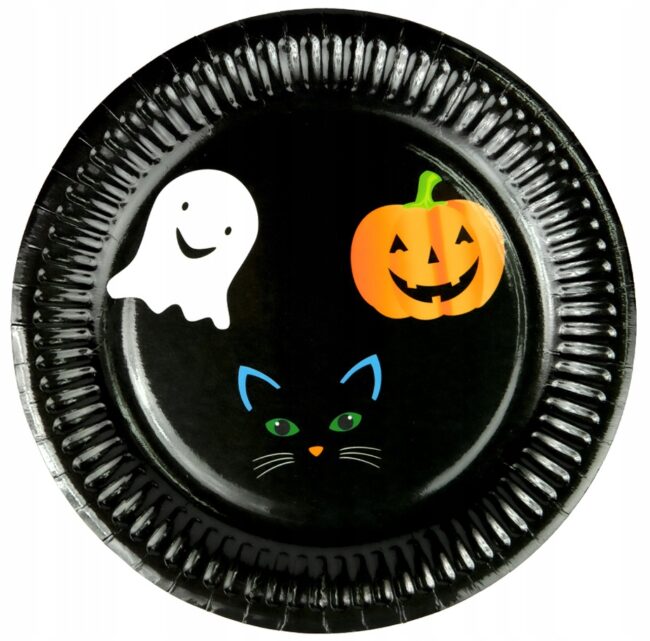 Talerzyki papierowe Halloween Duszek Kot Dynia 18 cm 6 sztuk HAL-168