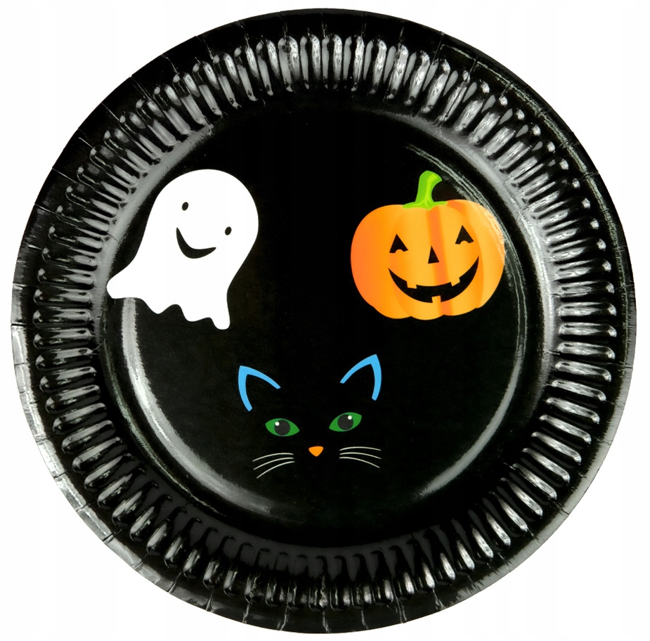 Talerzyki papierowe Halloween Duszek Kot Dynia 18 cm 6 sztuk HAL-168
