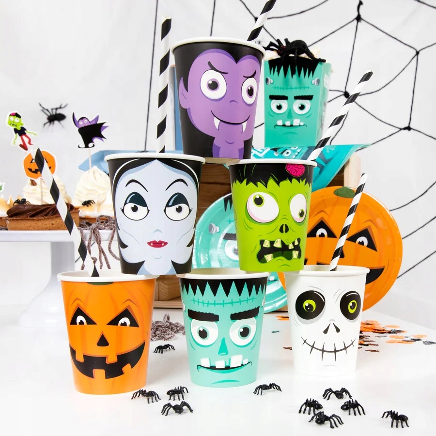 Kubeczki papierowe Halloween Monsters Potwory 6 sztuk HAL-073 - obrazek 2