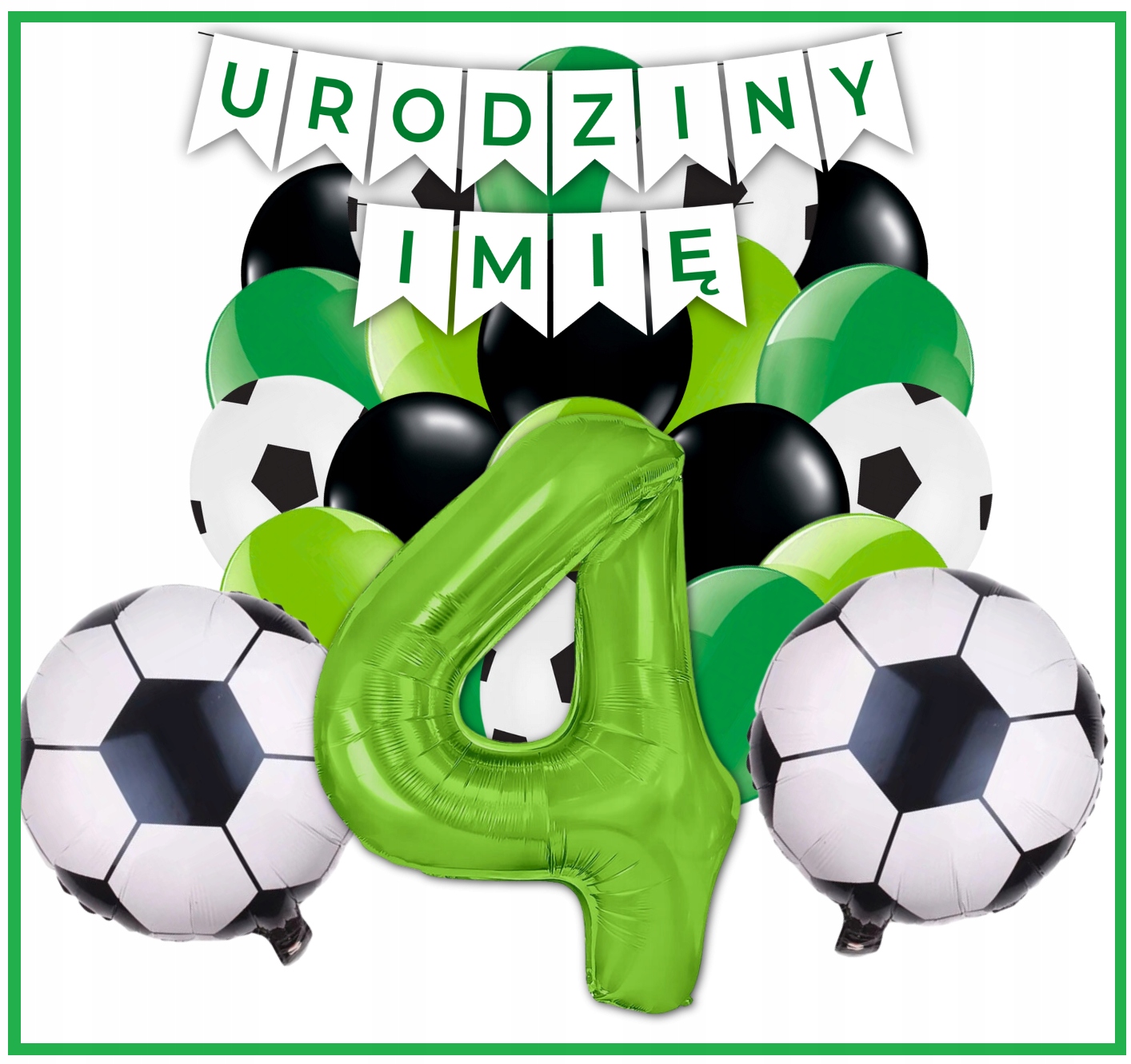 Zestaw Balony Piłka Nożna 4 Urodziny Baner Urodziny + Imię - obrazek 10
