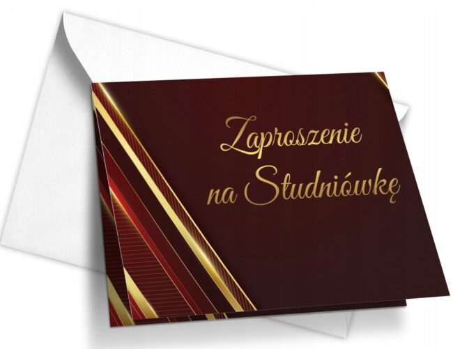 Zaproszenie na STUDNIÓWKĘ Bordowe 1 sztuka + Koperta