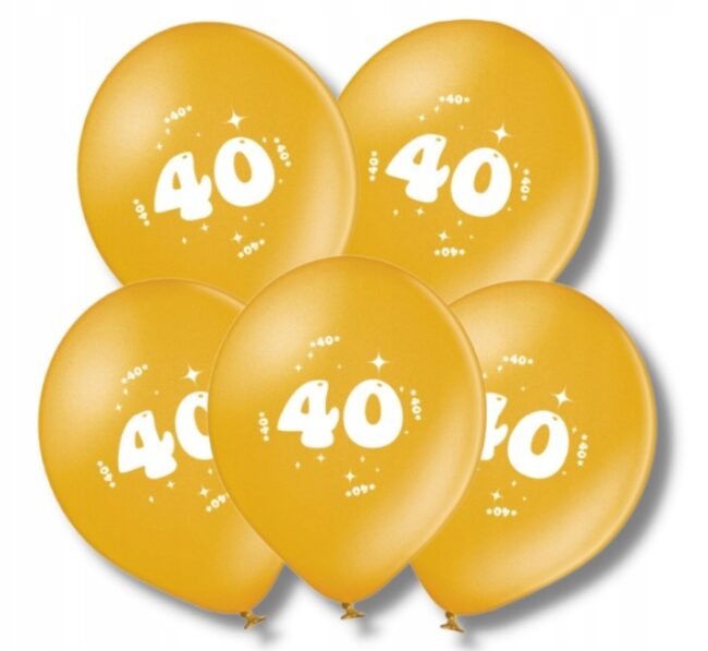 Balony 40 Urodziny Rocznica Złoty 5 sztuk