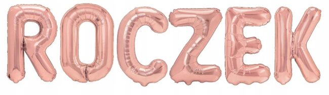 Balony foliowe napis ROCZEK różowe złoto 40 cm