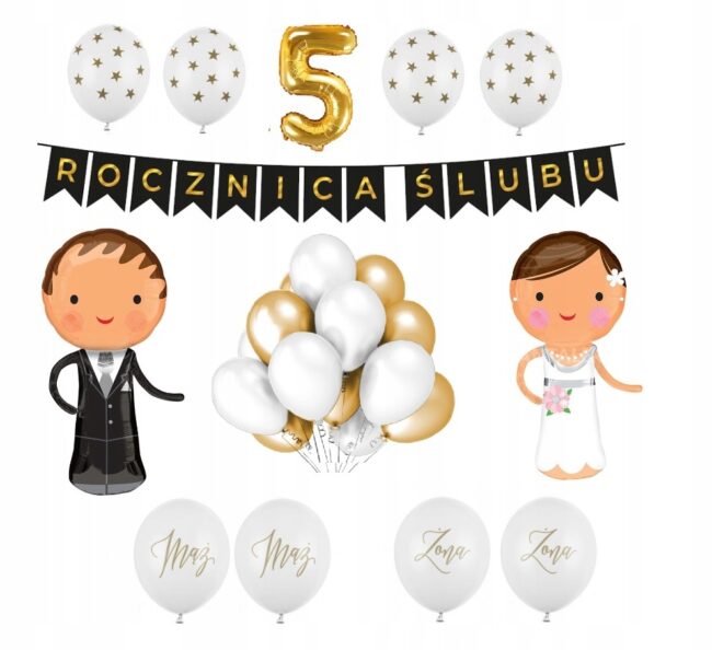 Zestaw Balony Dekoracje 5 Rocznica Ślubu