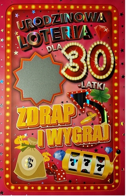 Zdrapka urodzinowa Karnet na 30 Urodziny Trzydziestka Zdrapka