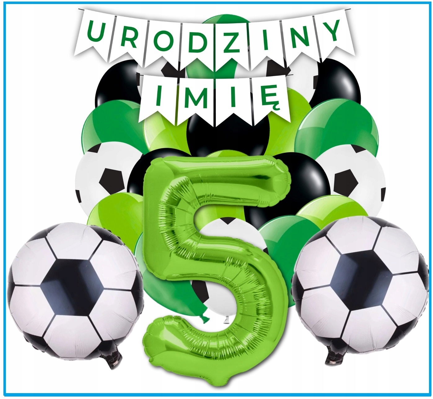 Zestaw Balony Piłka Nożna 5 Urodziny + Imię - obrazek 9