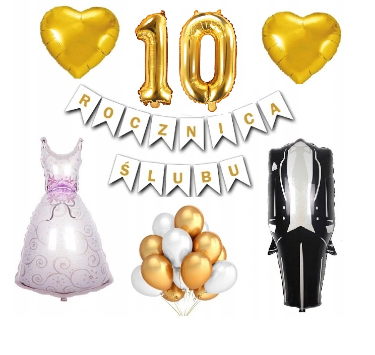 Zestaw Balony Dekoracje 10 Rocznica Ślubu