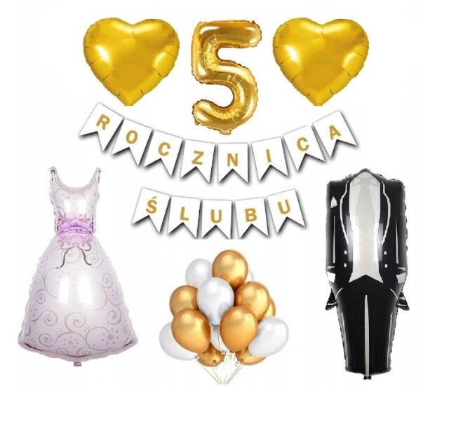 Zestaw Balony Dekoracje 5 Rocznica Ślubu