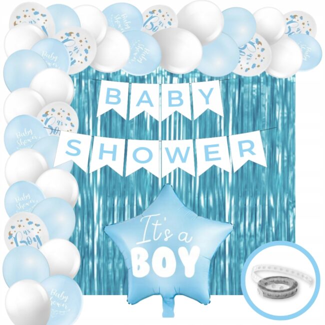 Zestaw Balony Baby Shower Boy Chłopczyk Narodziny