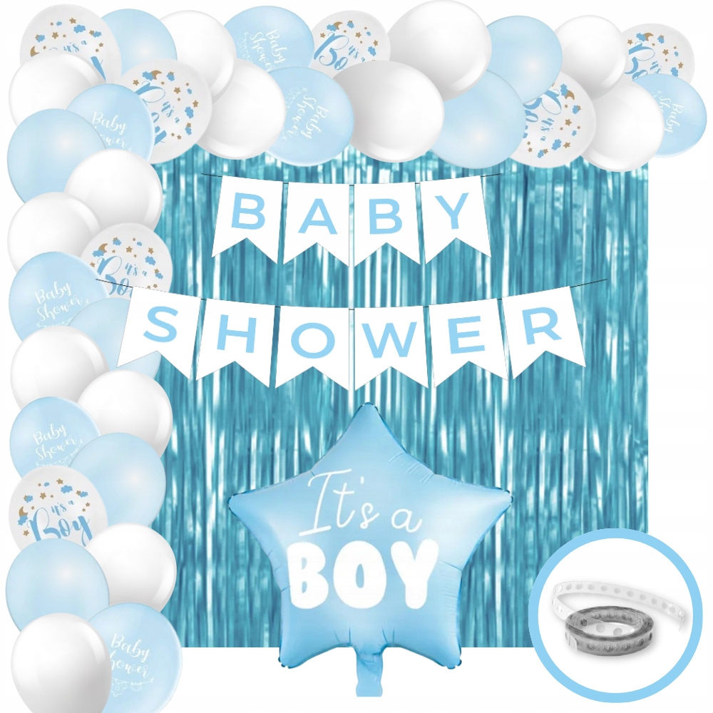 Zestaw Balony Baby Shower Boy Chłopczyk Narodziny