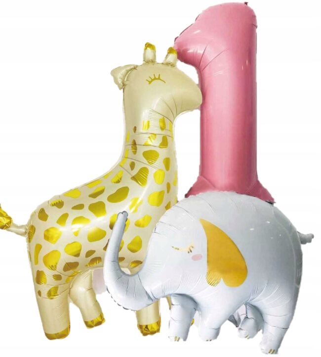 Zestaw Balony Zwierzęta Safari Roczek 1 Urodziny