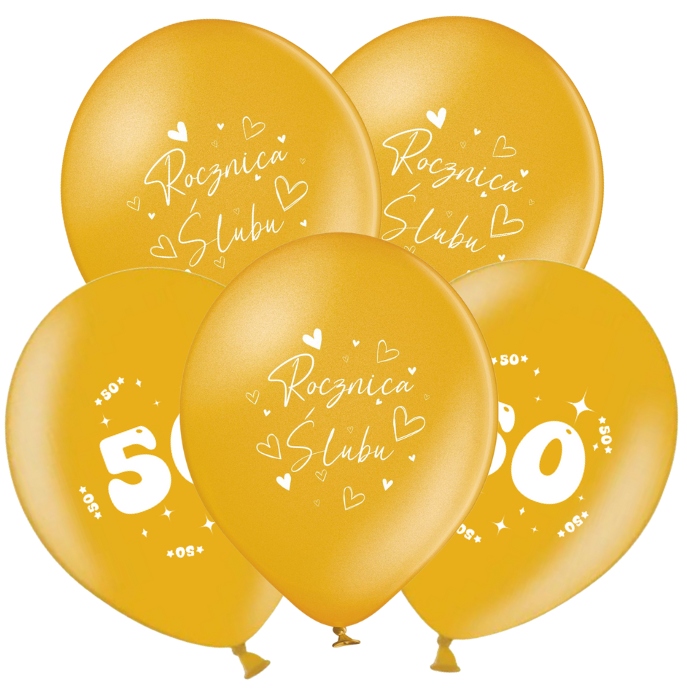 Zestaw Balony Złote Mix 50 Rocznica Ślubu