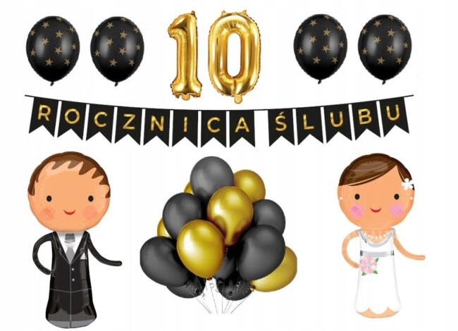 Zestaw Balony Dekoracje 10 Rocznica Ślubu