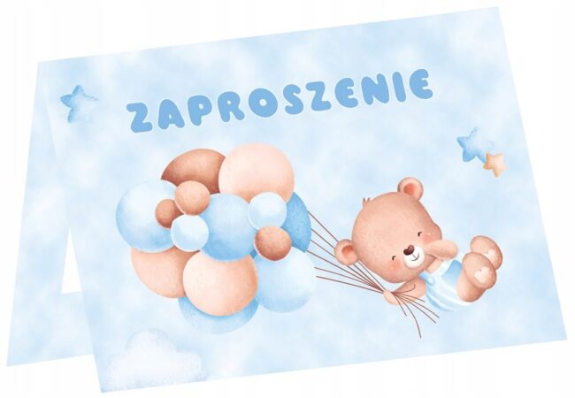 zaproszenie niebieskie misie