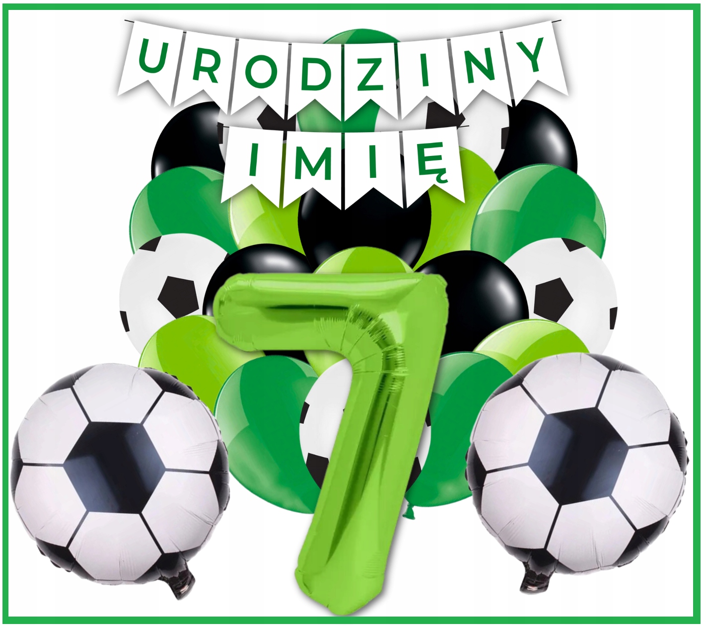 Zestaw Balony Piłka Nożna 7 Urodziny Baner Urodziny + Imię - obrazek 2