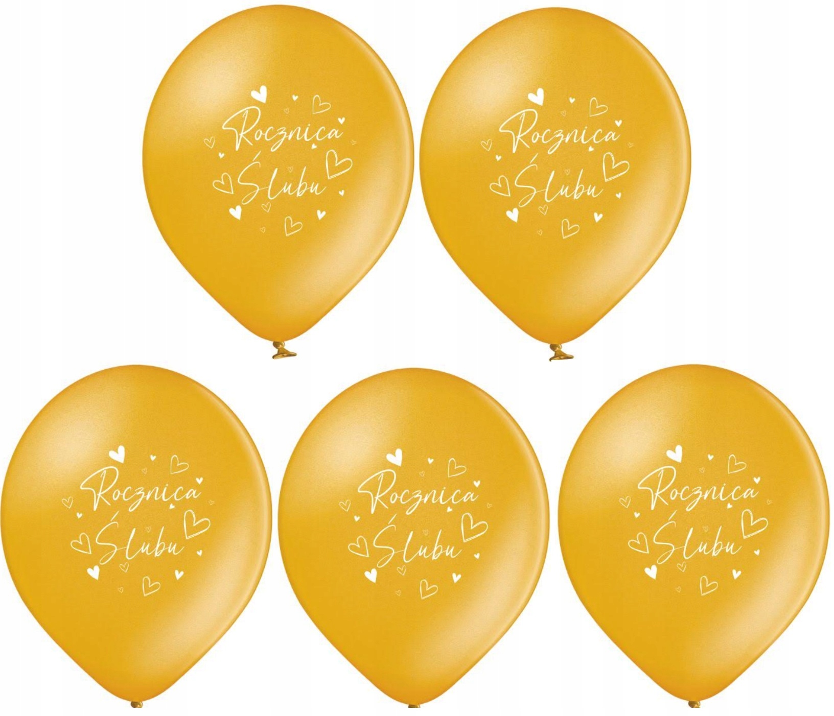 Balony złote na Rocznicę Rocznica Ślubu 5 sztuk