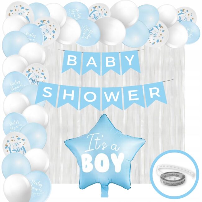 Zestaw dekoracji na Baby Shower Chłopczyk