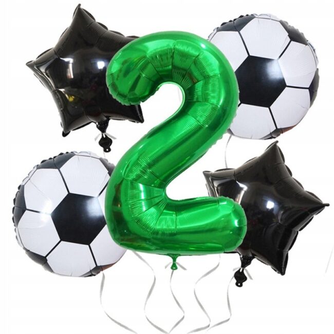 Balony zestaw dekoracyjny 2 Urodziny Piłka Nożna Piłkarz Zestaw 5 balonów