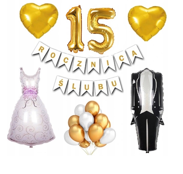 Zestaw Balony Dekoracje 15 Rocznica Ślubu