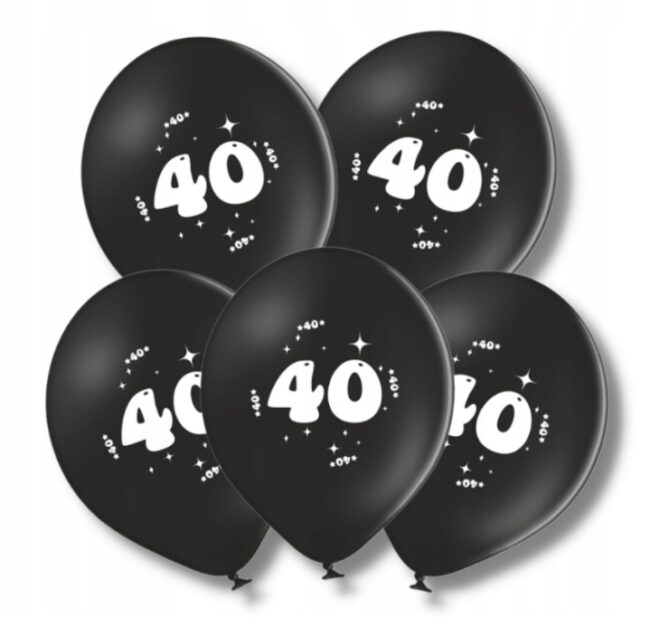 Balony 40 Urodziny Rocznica Czarny 5 sztuk