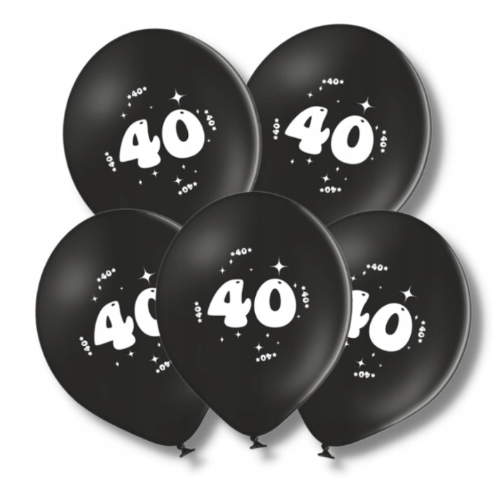 Balony 40 Urodziny Rocznica Czarny 5 sztuk