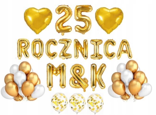 Dwudziesta Piąta 25 Rocznica Ślubu Zestaw Balony