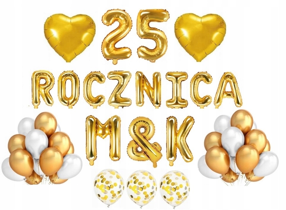 Dwudziesta Piąta 25 Rocznica Ślubu Zestaw Balony