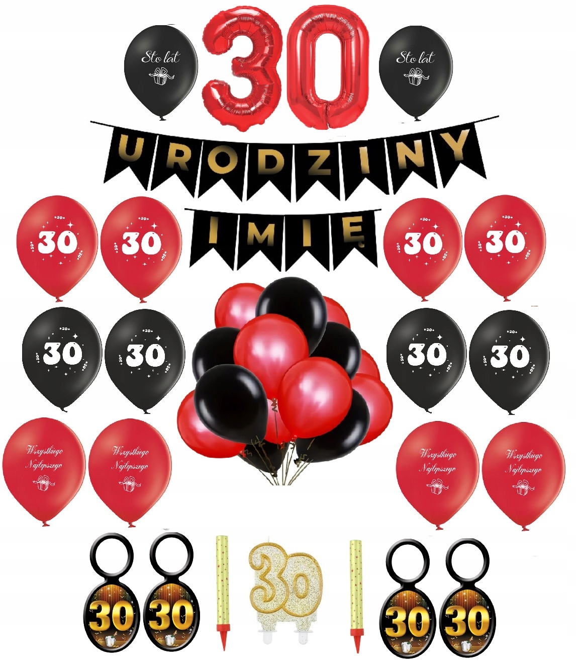 Zestaw na 30 urodziny Trzydziestka Balony Baner