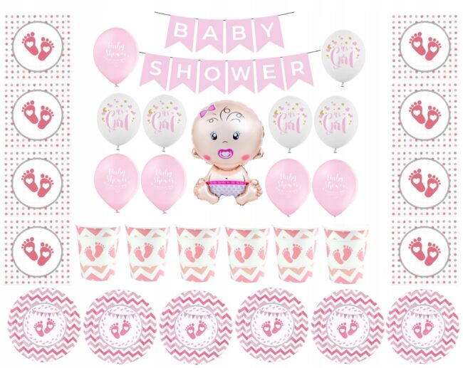 Balony Zestaw Baby Shower Girl Dziecko Narodziny