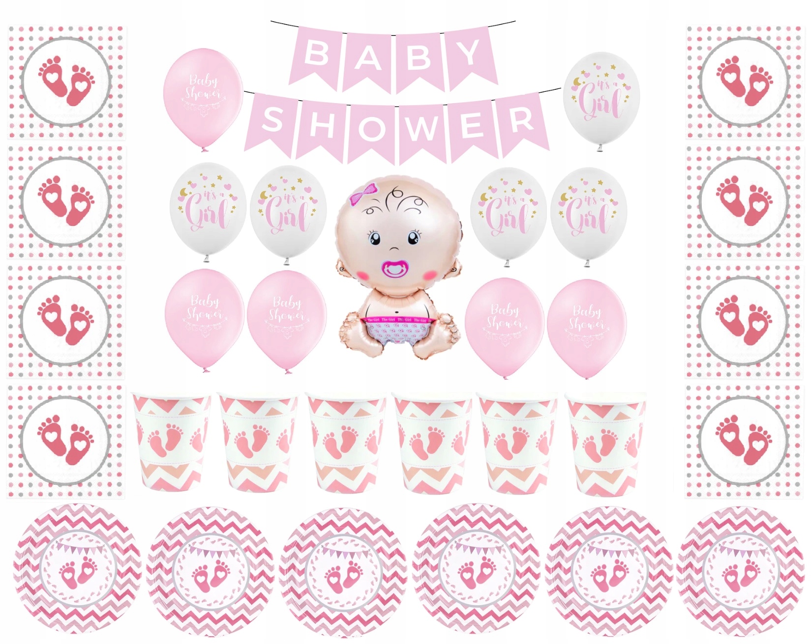 Balony Zestaw Baby Shower Girl Dziecko Narodziny