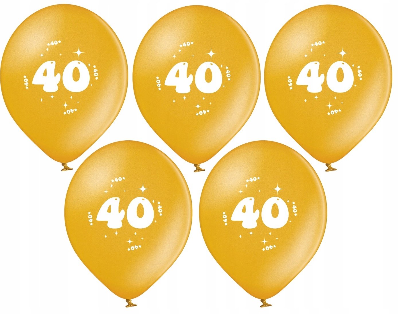 Balony 40 Urodziny Rocznica Złoty 5 sztuk - obrazek 2