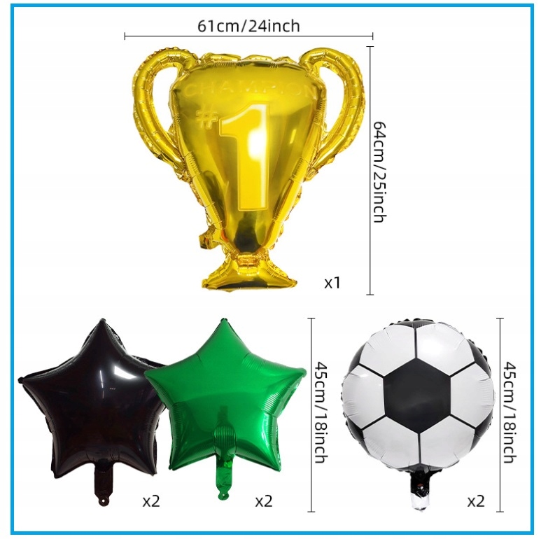Balony zestaw dekoracyjny 2 Urodziny Piłka Nożna Piłkarz Zestaw 8 balonów - obrazek 4