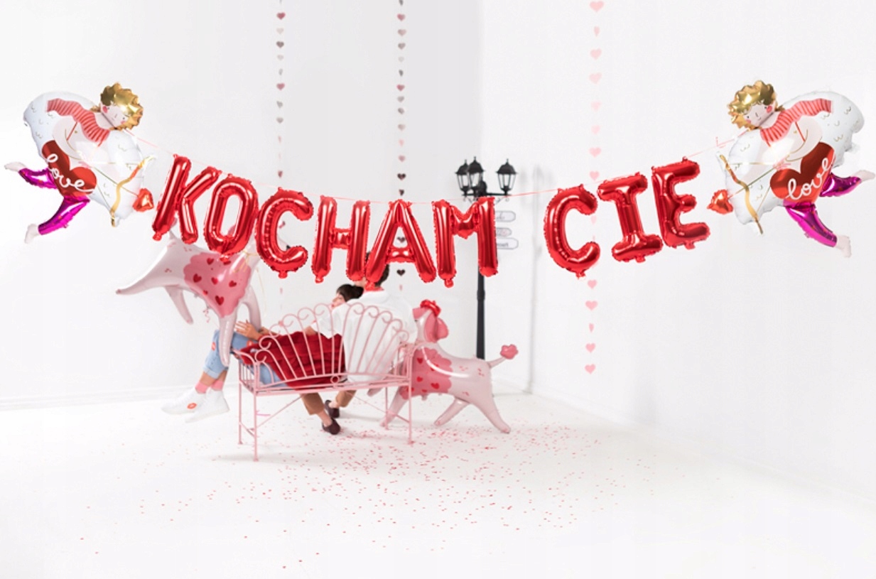 Balon foliowy Serce Kocham Cię Walentynki Rocznica WB-018 - obrazek 3