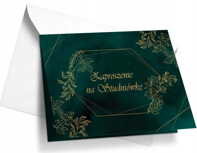 Zaproszenie na STUDNIÓWKĘ Butelkowa Zieleń 1 sztuka + Koperta