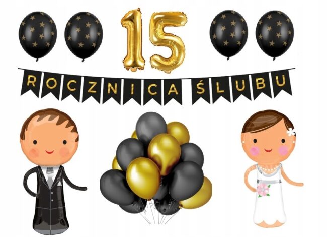 Zestaw Balony Dekoracje 15 Rocznica Ślubu
