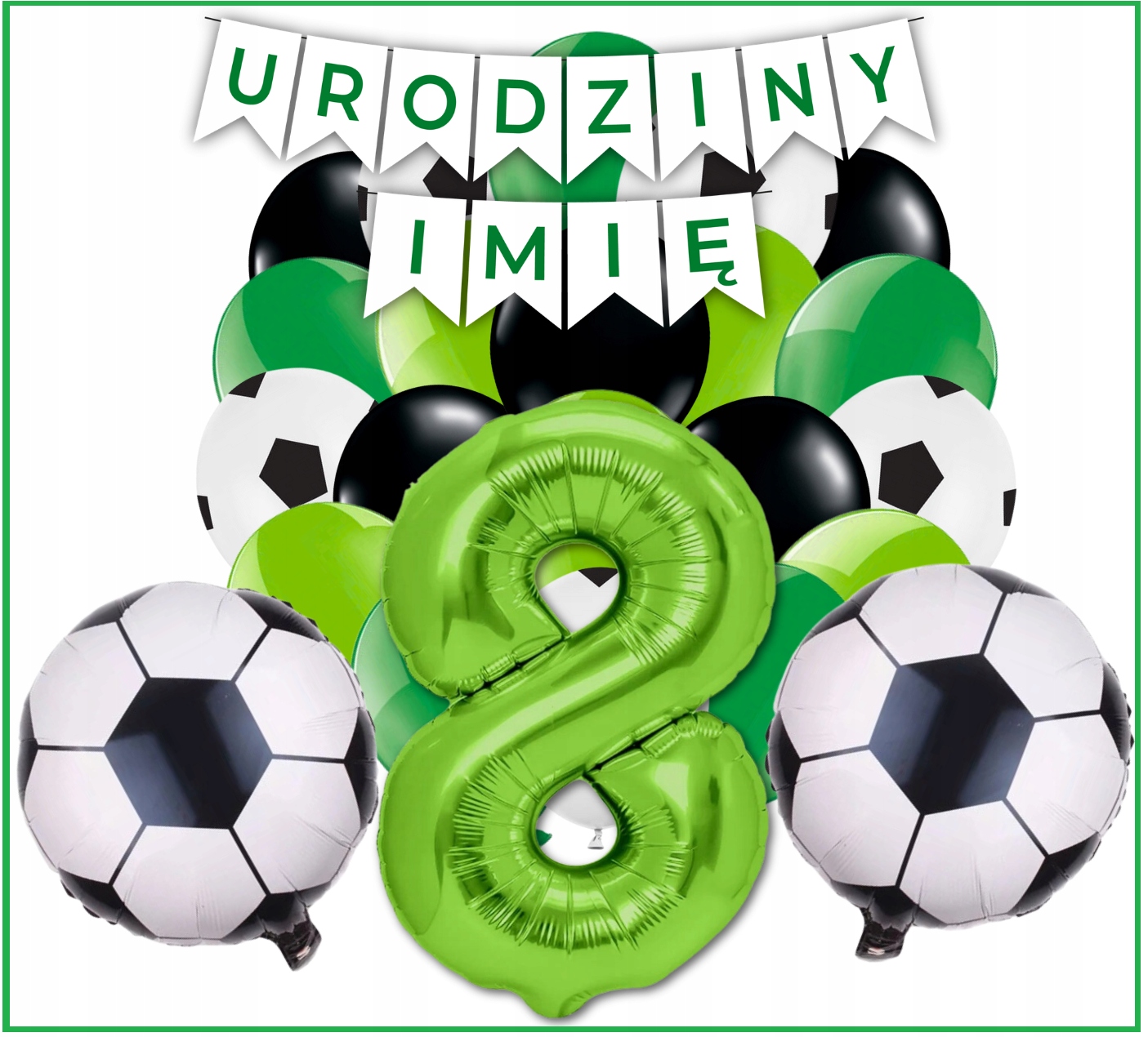 Zestaw Balony Piłka Nożna 8 Urodziny Baner Urodziny + Imię - obrazek 2
