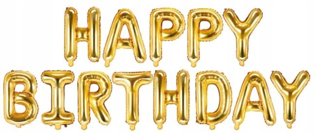 Napis Foliowy Happy Birthday Złoty Urodziny 1-99
