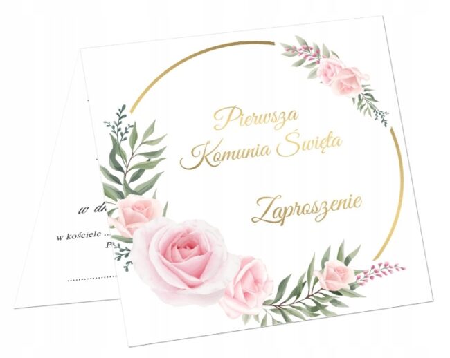 Zaproszenie komunijne róże