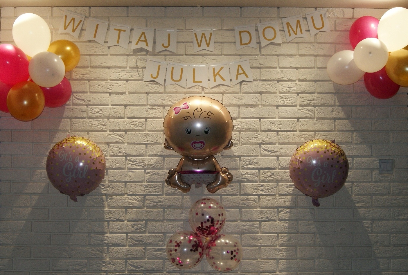 Baby Shower Witaj w Domu Zestaw Baby Girl Balony - obrazek 2